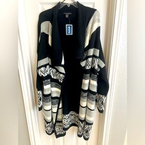 Tahari Black and Cream Cardigan Sweater